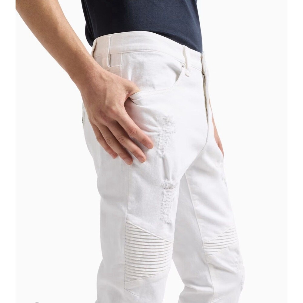 $180 Armani Exchange A|X J27 Men's Skinny Biker White Stretch Cotton Jeans 36x31